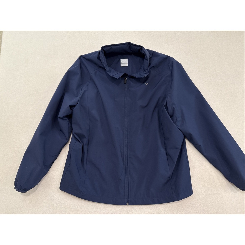 Mens Callaway Jacket Med Full Zip Up Windbreaker Hidden Hood In Collar Golf
